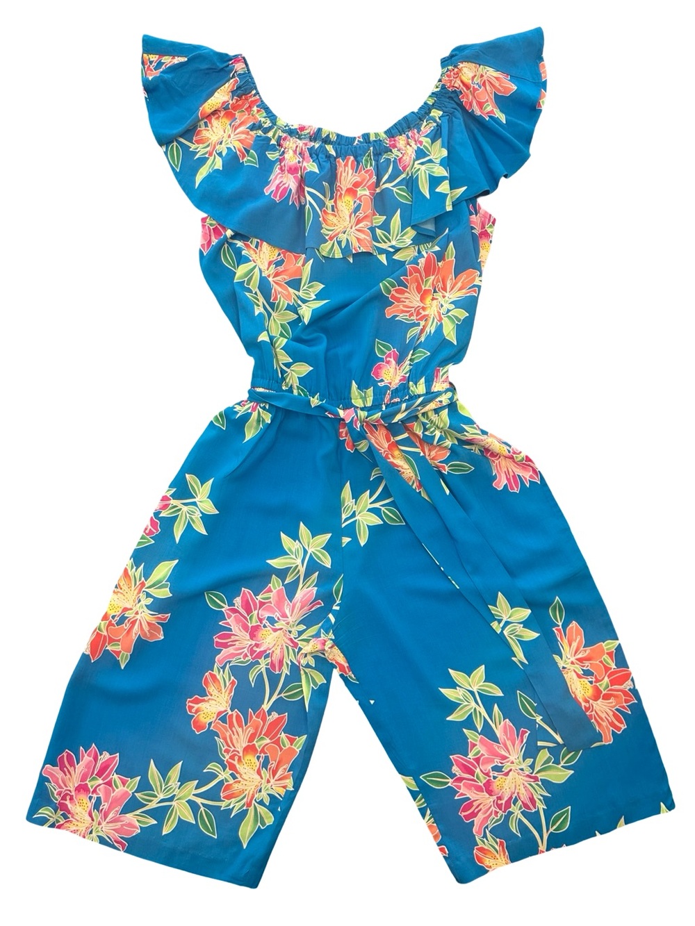 Tommy Bahama "Sun Lillies" Off-The-Shoulder Cropped wide leg Jumpsuit romper XS
